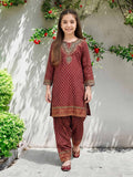 2 Piece Satin Suit- Embroidered (Pret)