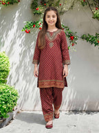 2 Piece Satin Suit- Embroidered (Pret)