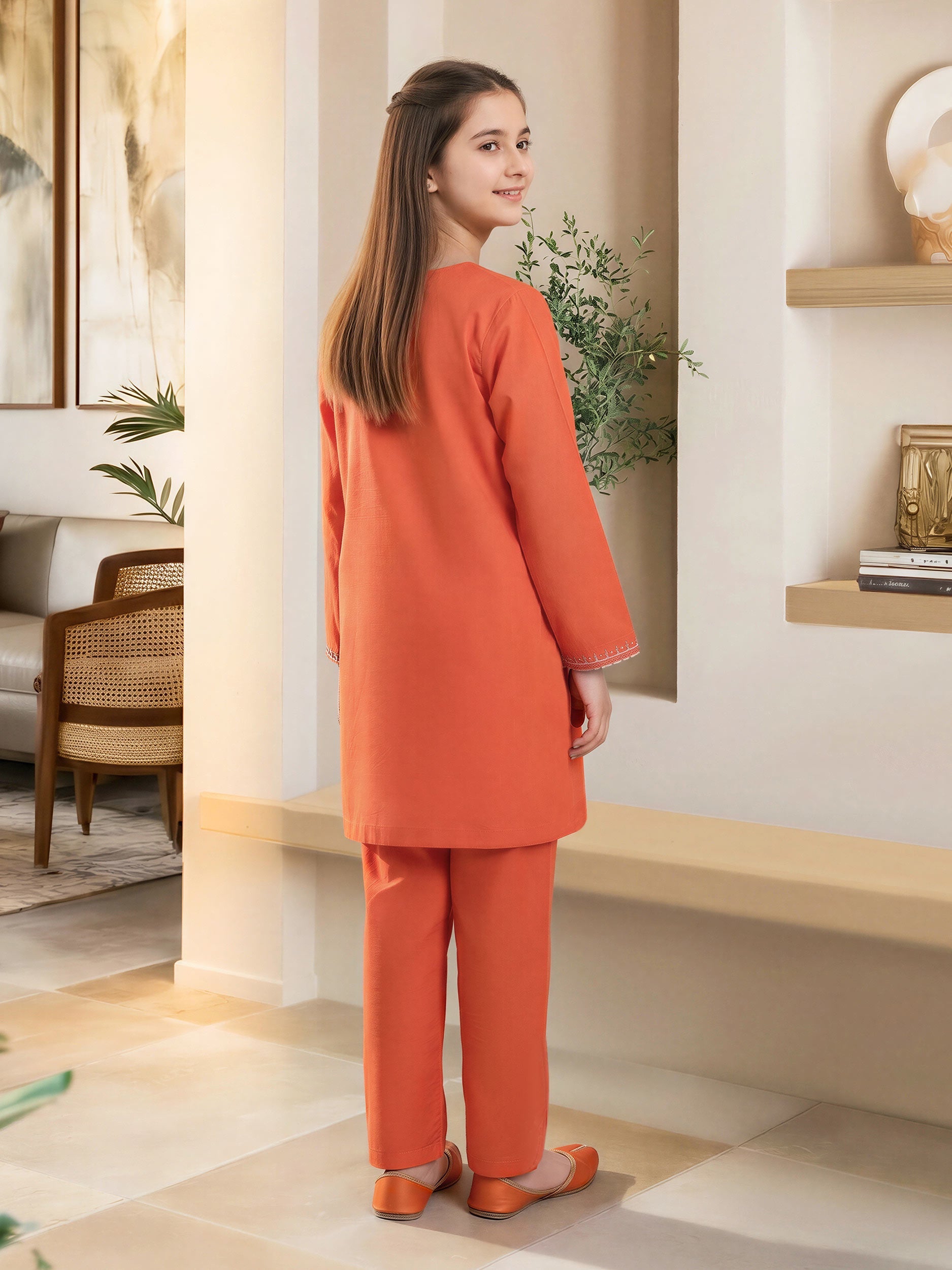 2 Piece Lawn Slub Suit- Embroidered (Pret)