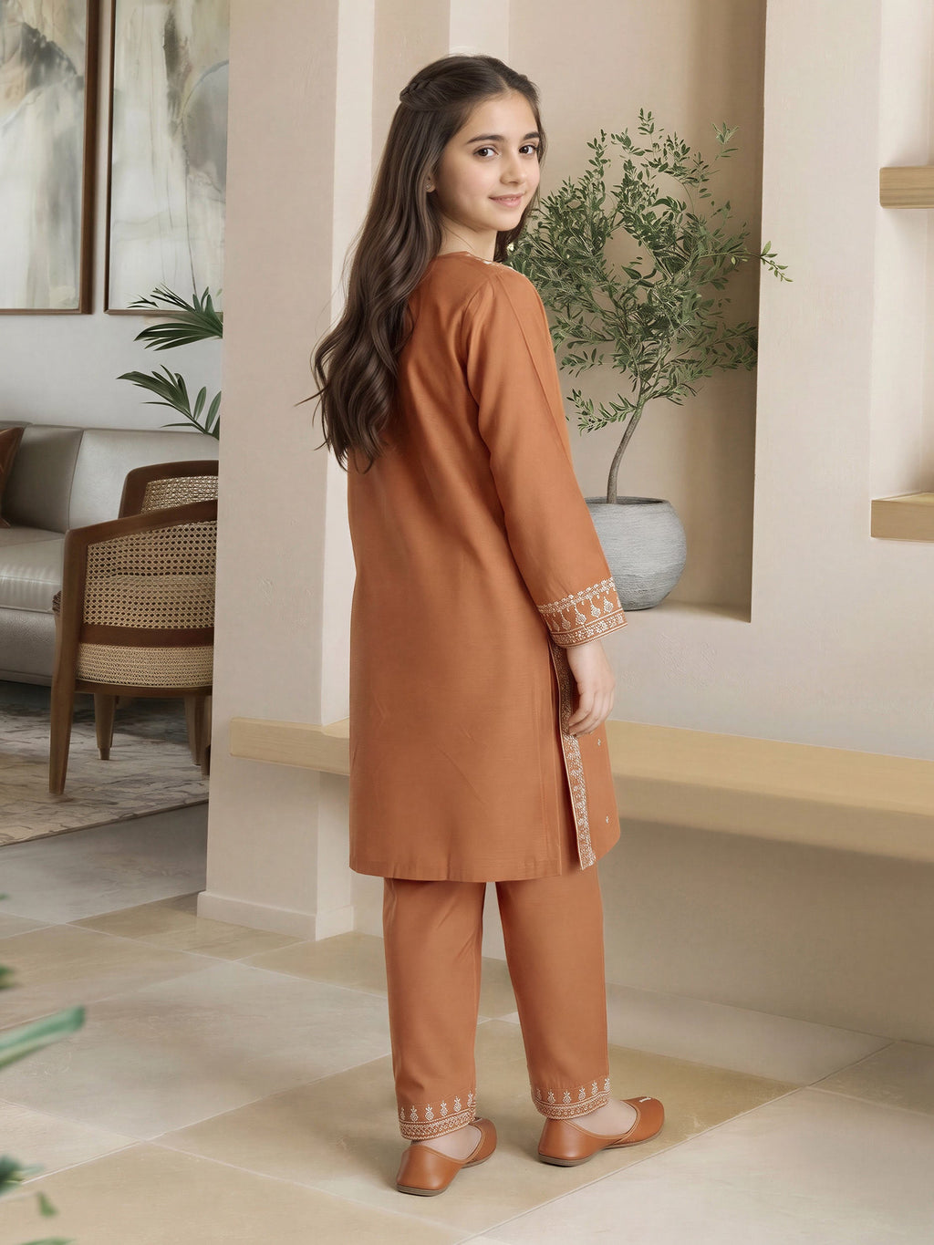 2 Piece Dobby Suit- Embroidered (Pret)