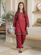 2 Piece Viscose Cotton Suit- Embroidered (Pret)