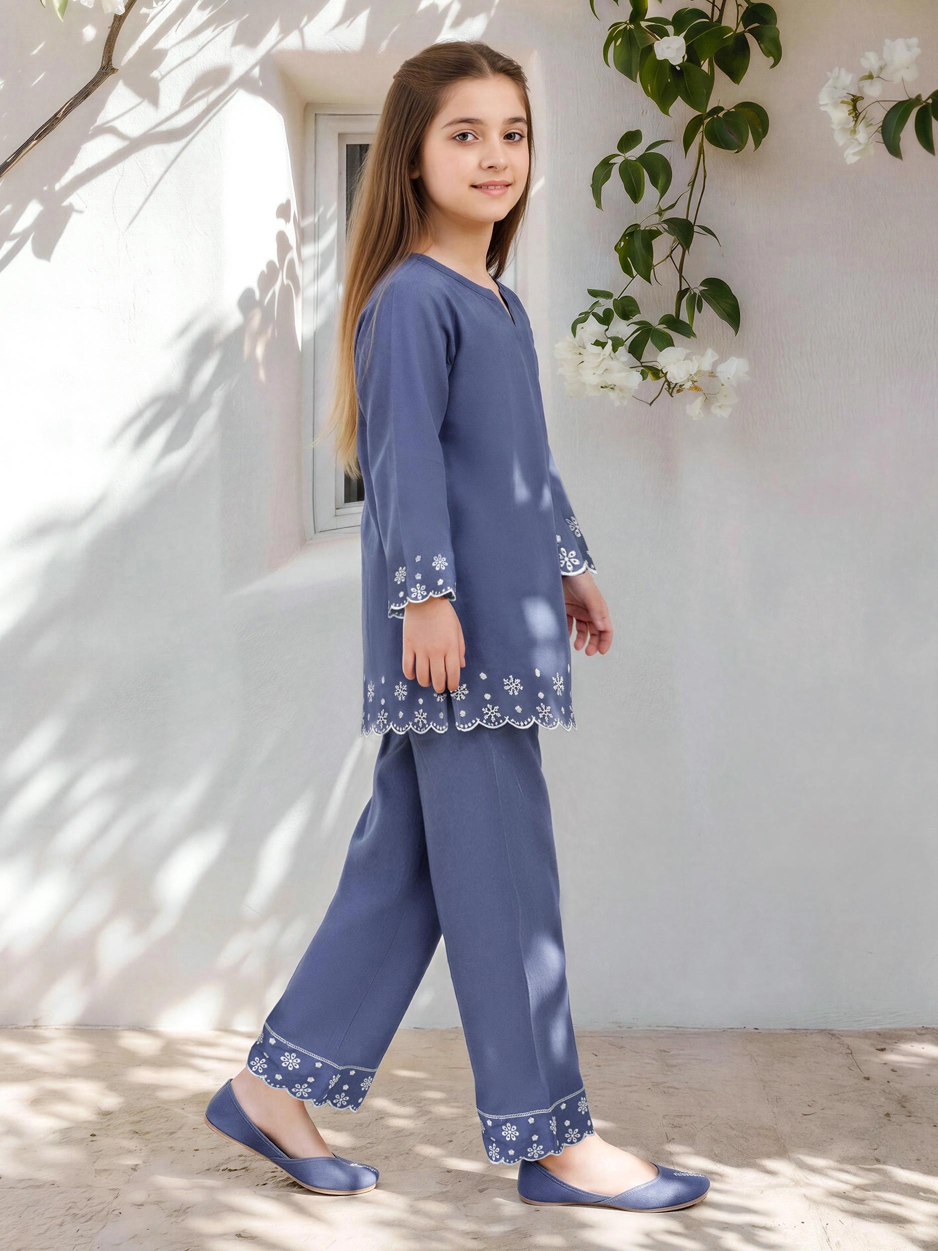 Denim Co-ord Set- Embroidered