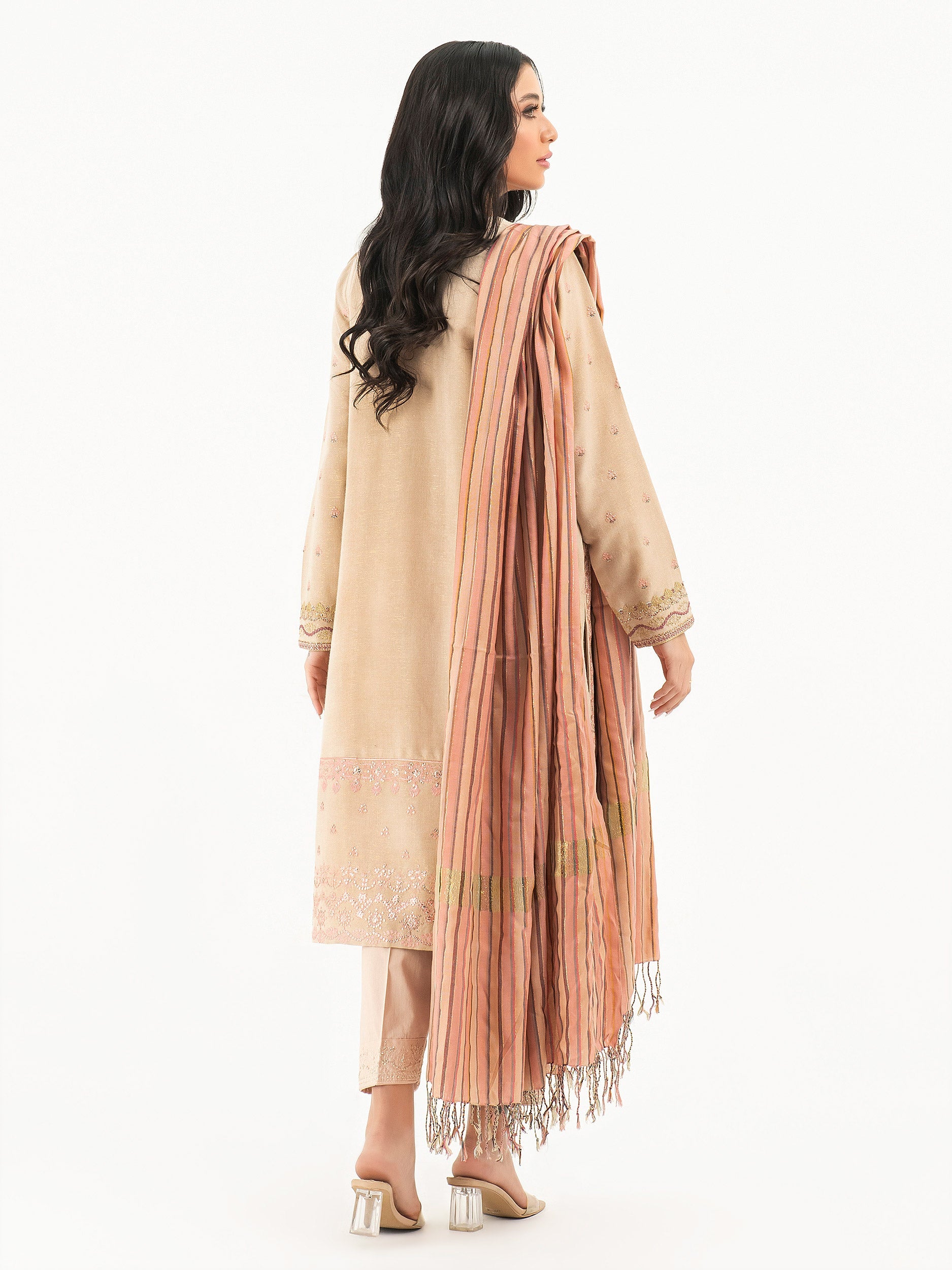 3 Piece Karandi Suit-Embroidered (Pret)