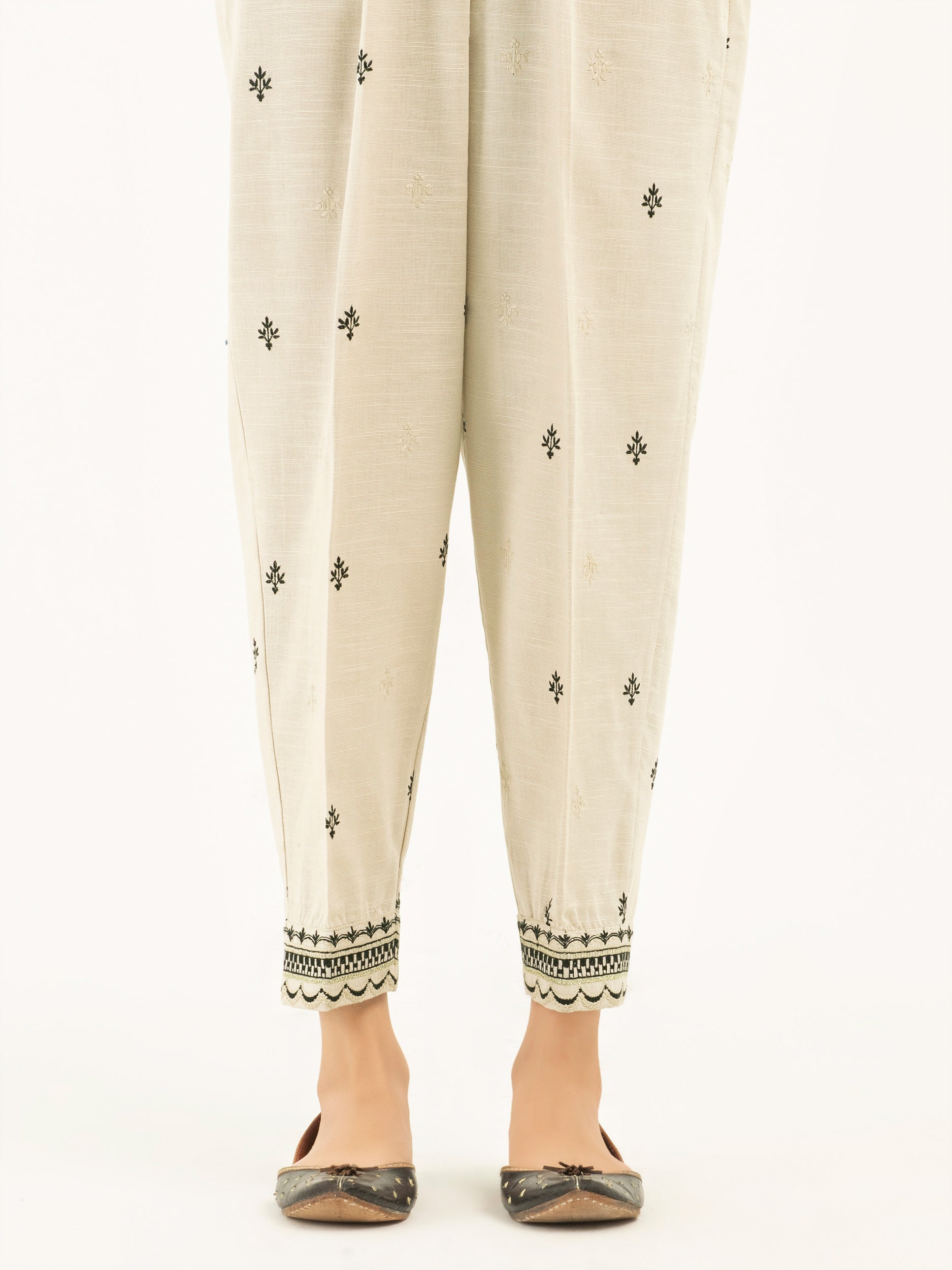 Khaddar Trousers-Embroidered (Pret)