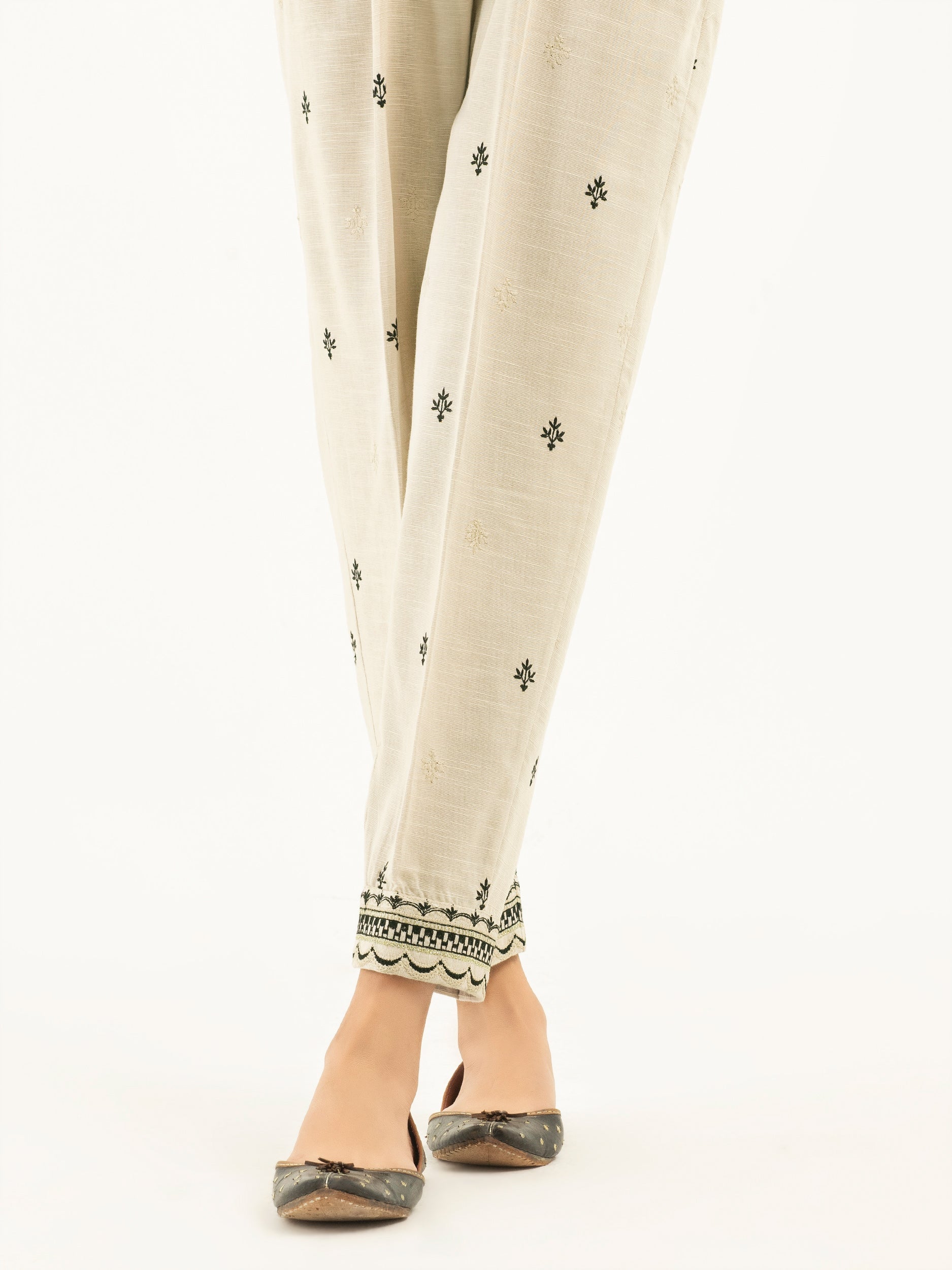 Khaddar Trousers-Embroidered (Pret)