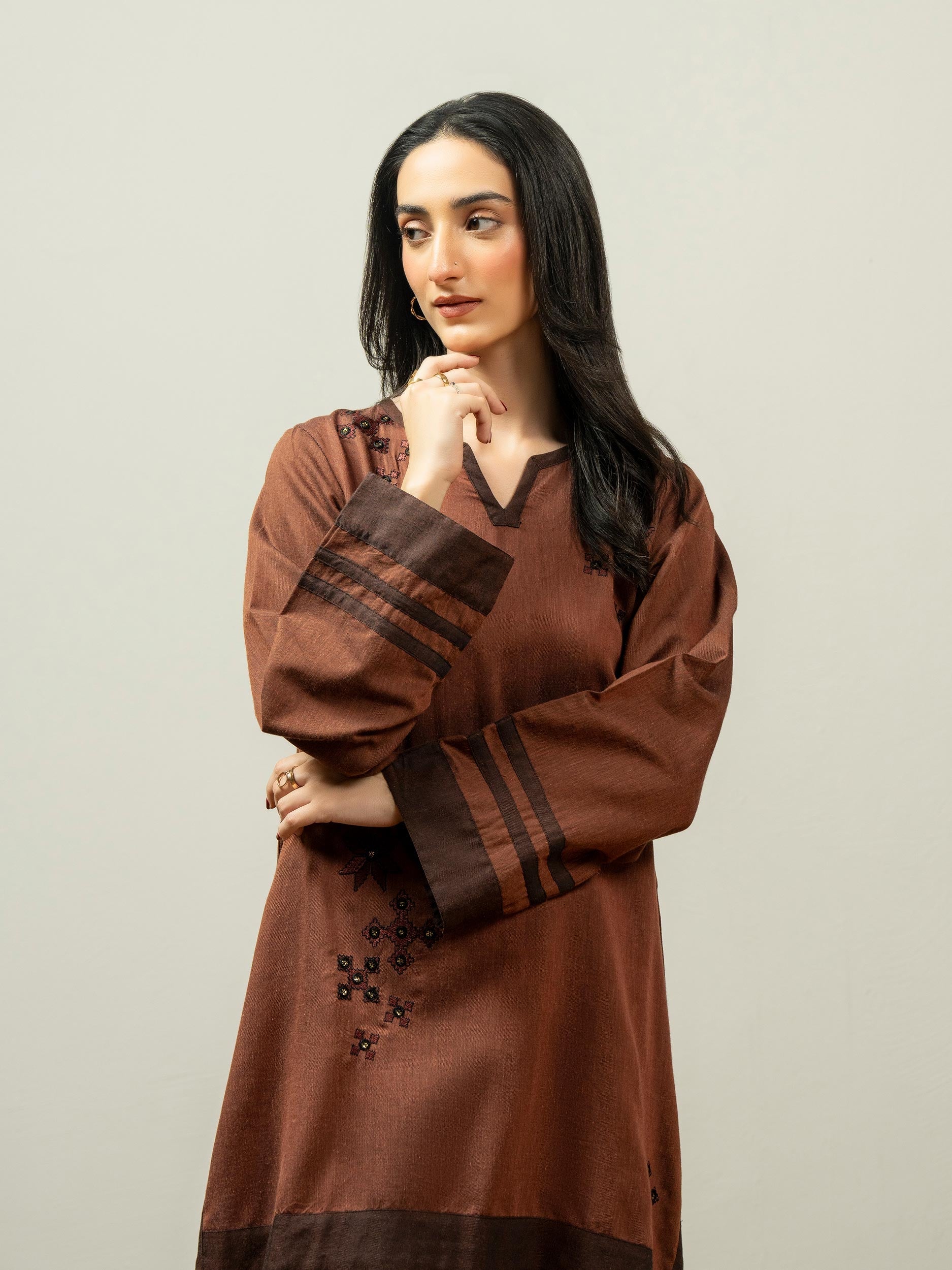 Yarn Dyed Kurti-Embroidered (Pret)