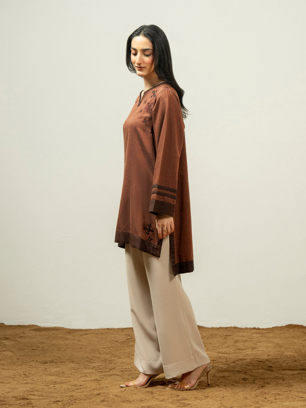 Yarn Dyed Kurti-Embroidered (Pret)