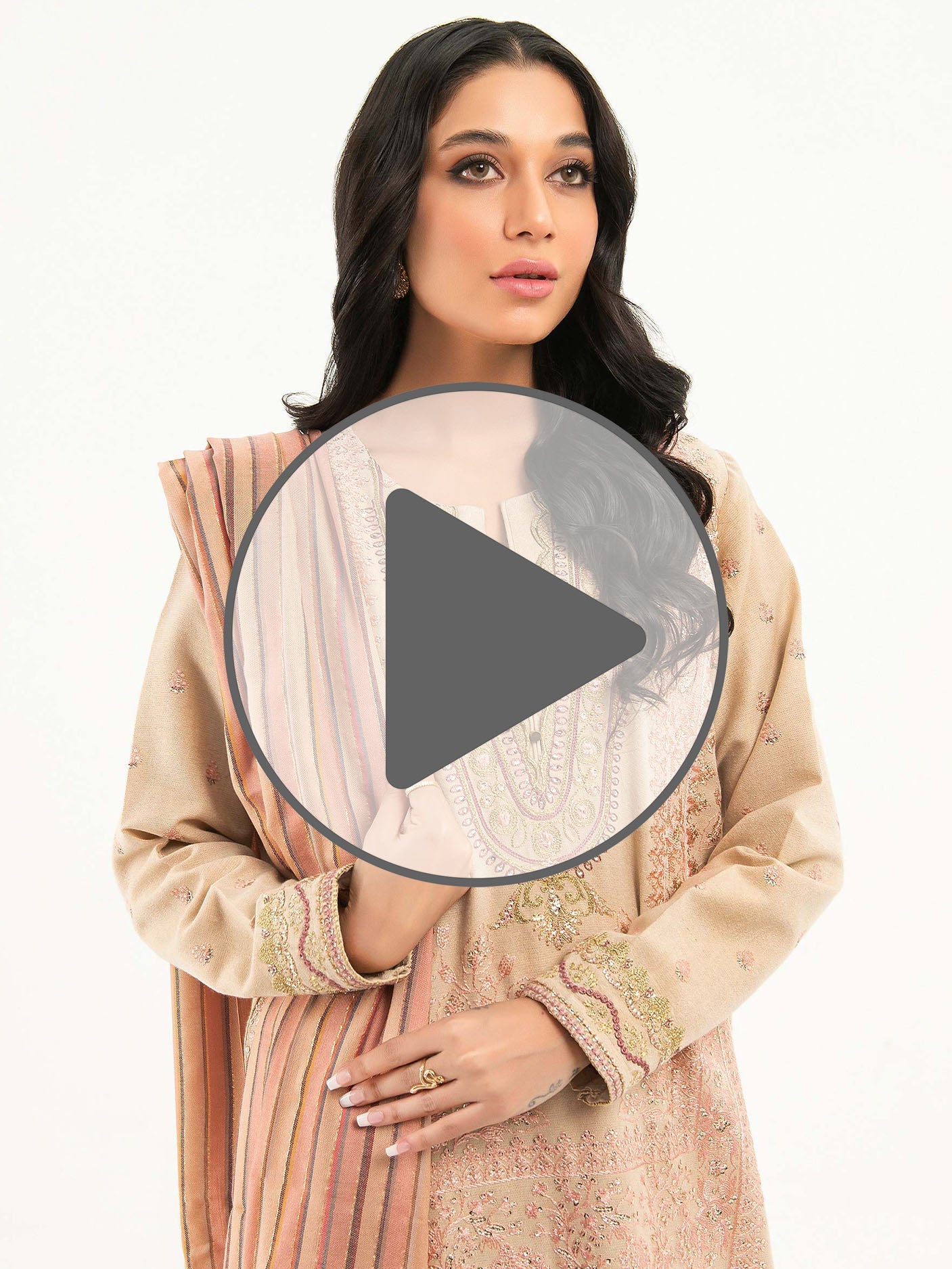 3 Piece Karandi Suit-Embroidered (Pret)