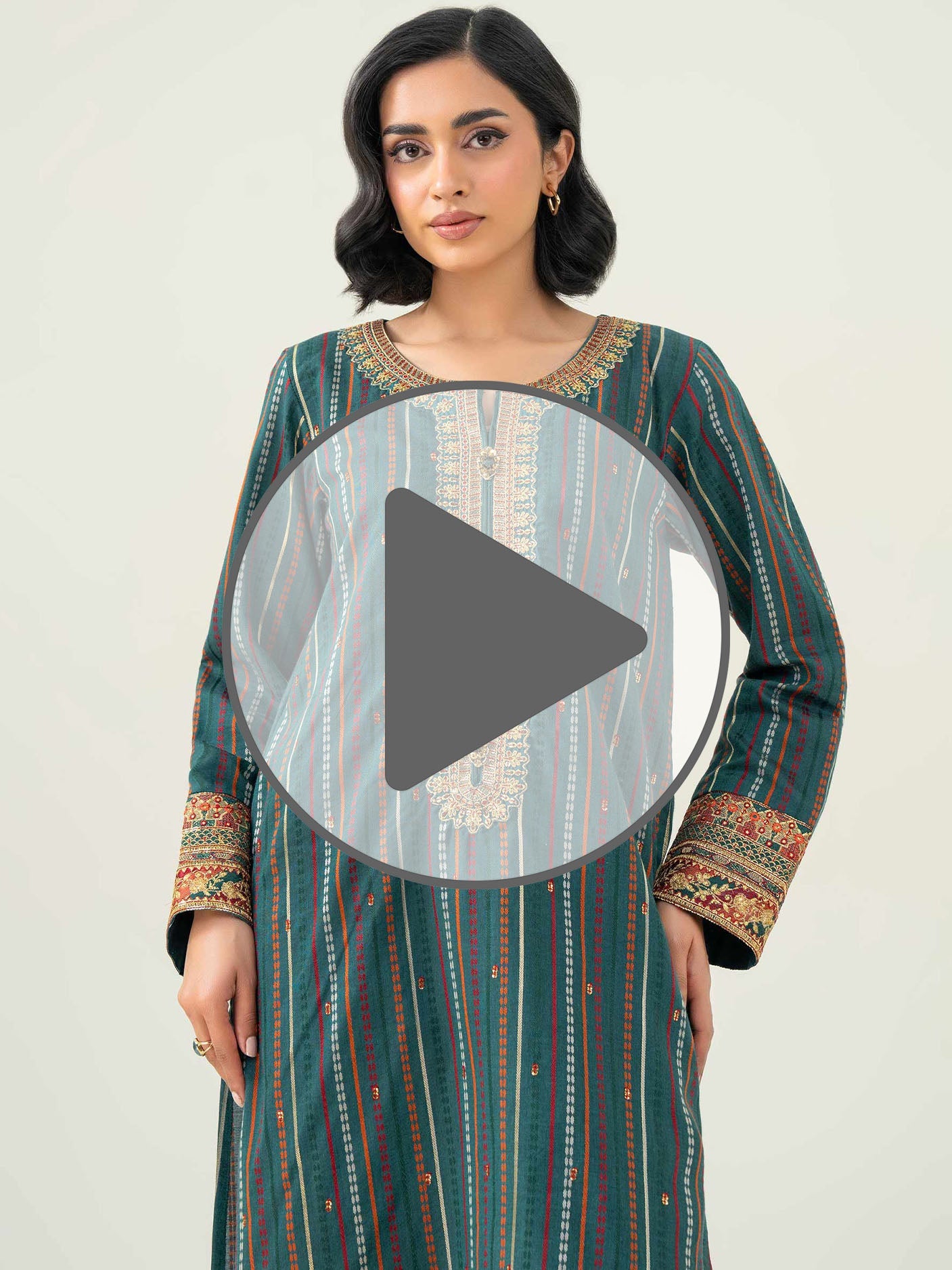 2 Piece Jacquard Suit-Embroidered (Pret)