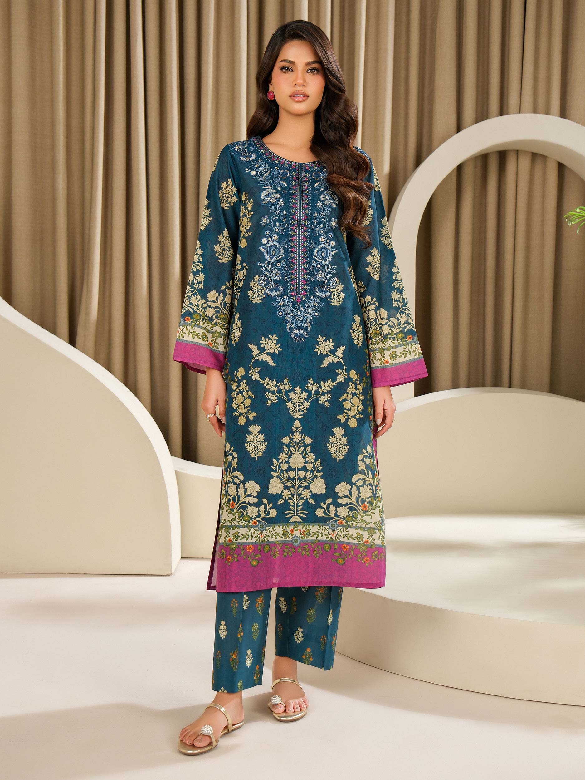 2 Piece Silk Suit-Embroidered (Unstitched)