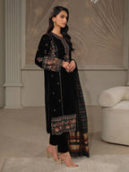 3 Piece Velvet Suit-Embroidered (Unstitched)