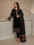 3 Piece Velvet Suit-Embroidered (Unstitched)