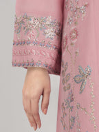 3 Piece Raw Silk Suit- Embroidered (Unstitched)