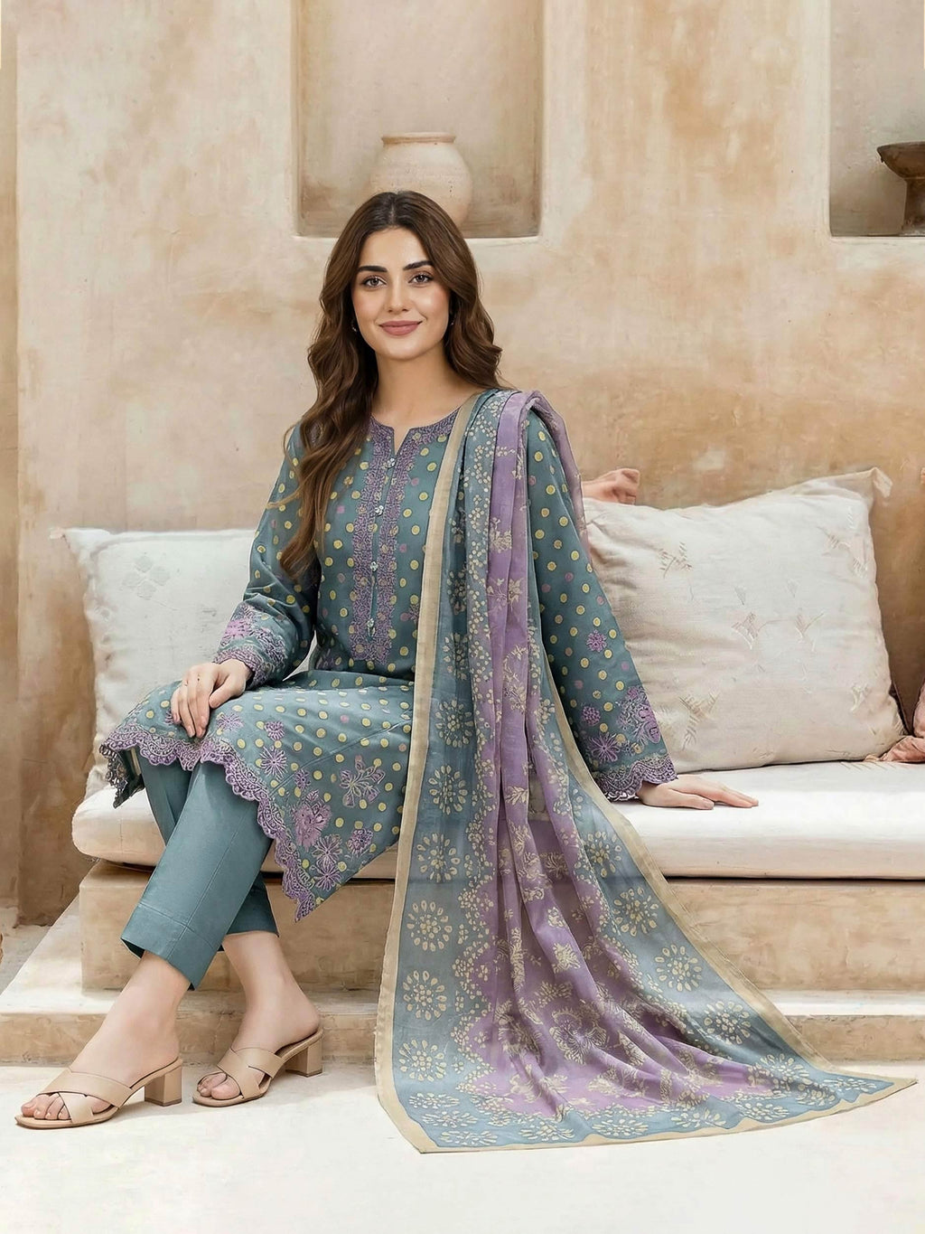 3 Piece Lawn Suit-Embroidered (Unstitched)
