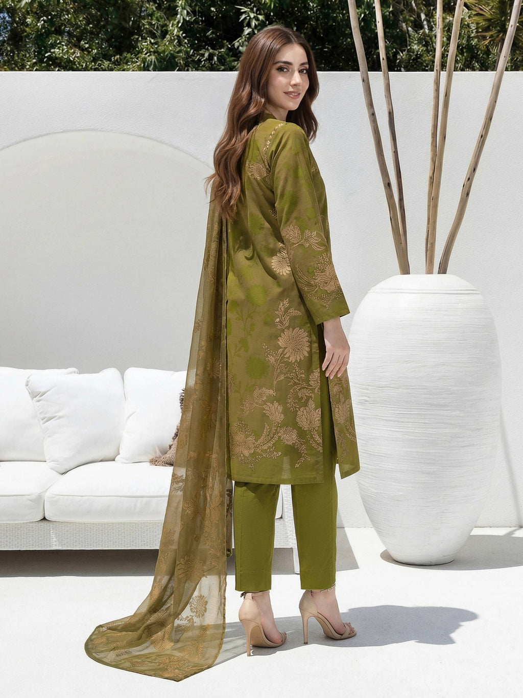 3 Piece Lawn Slub Suit (Unstitched)