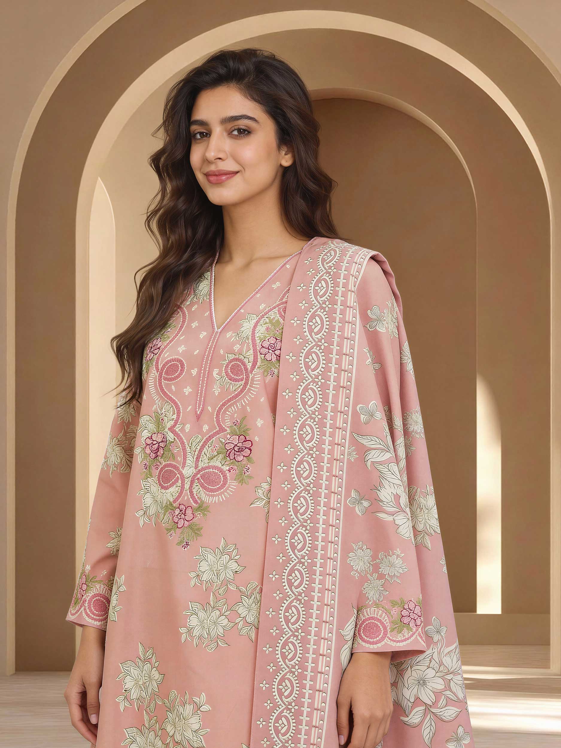 3 Piece Lawn Suit-Embroidered (Unstitched)