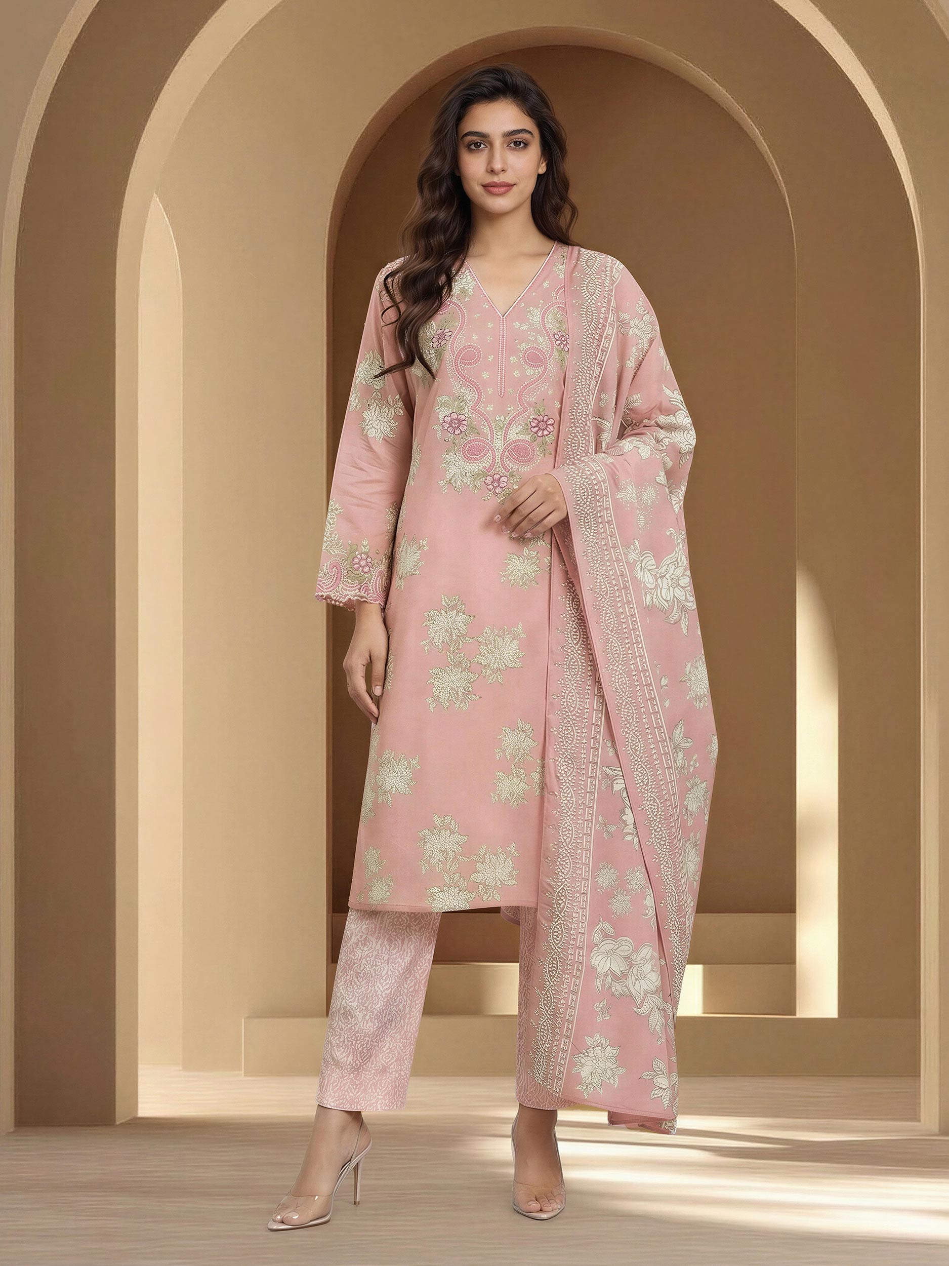 3 Piece Lawn Suit-Embroidered (Unstitched)