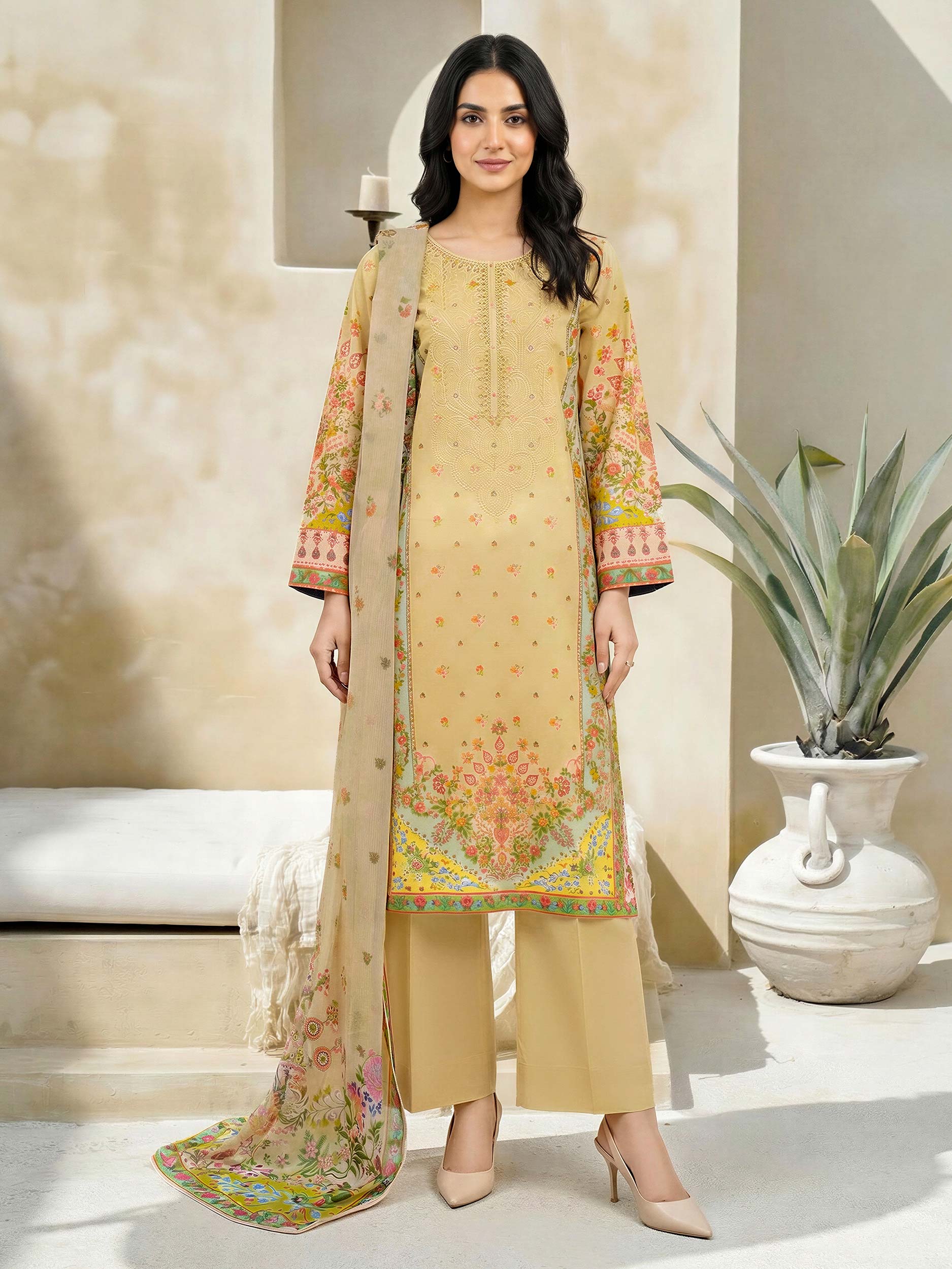 3 Piece Lawn Suit-Embroidered (Unstitched)