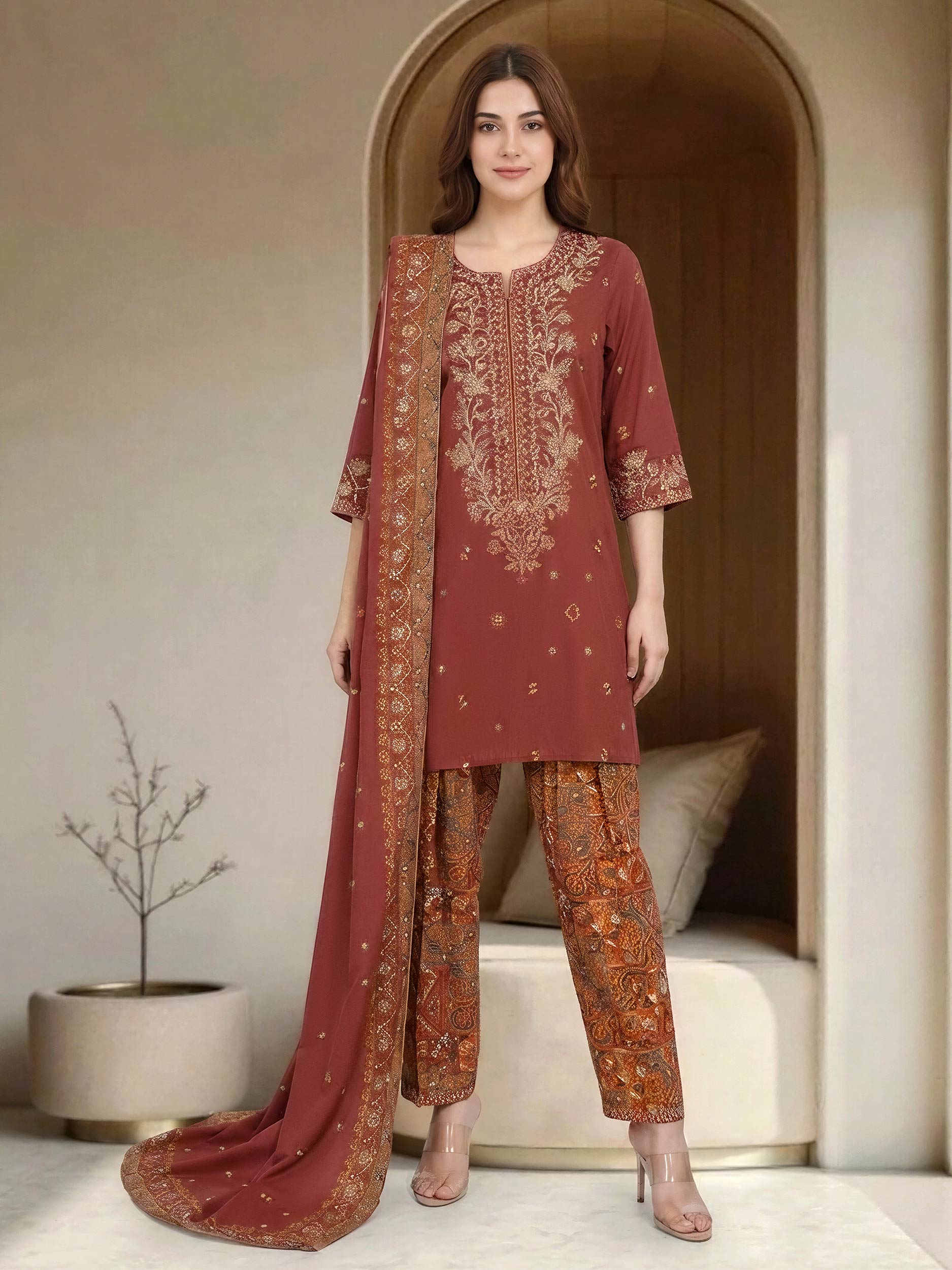 3 Piece Lawn Suit-Embroidered (Unstitched)