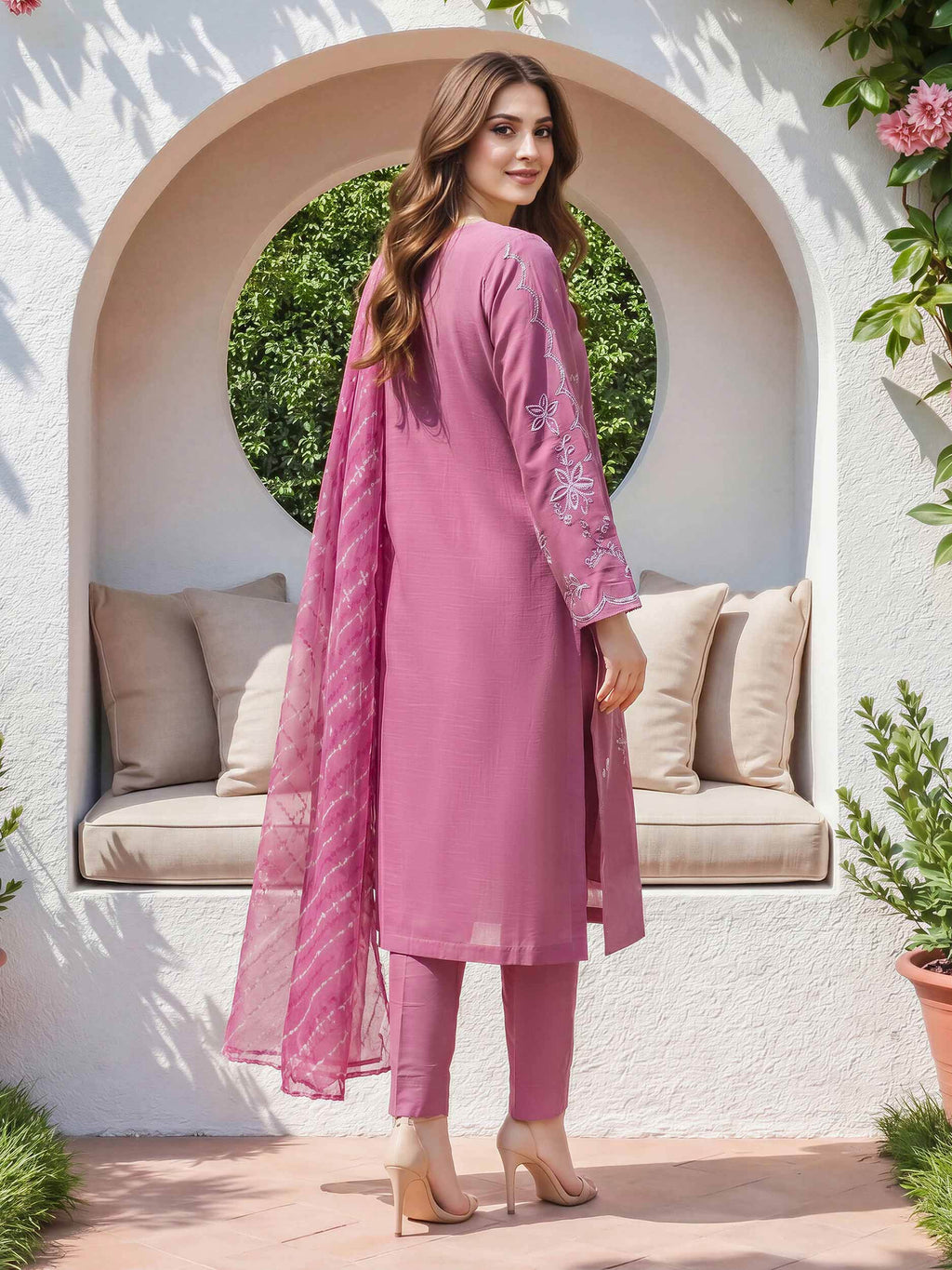 3 Piece Lawn Slub Suit-  Embroidered (Unstitched)