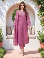 3 Piece Lawn Slub Suit-  Embroidered (Unstitched)