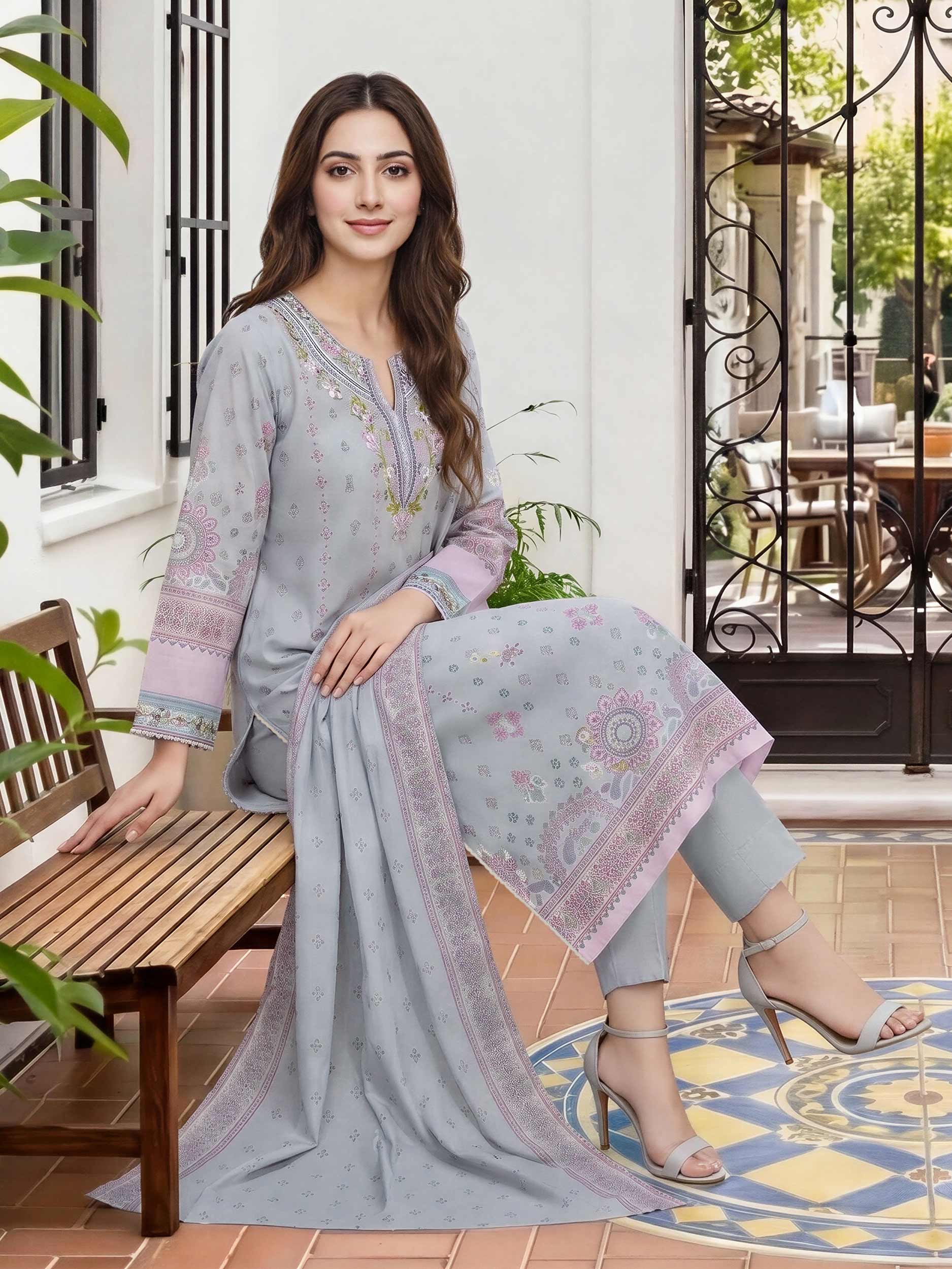 3 Piece Lawn Suit- Embroidered (Unstitched)