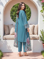 3 Piece Satin Suit- Embroidered (Unstitched)
