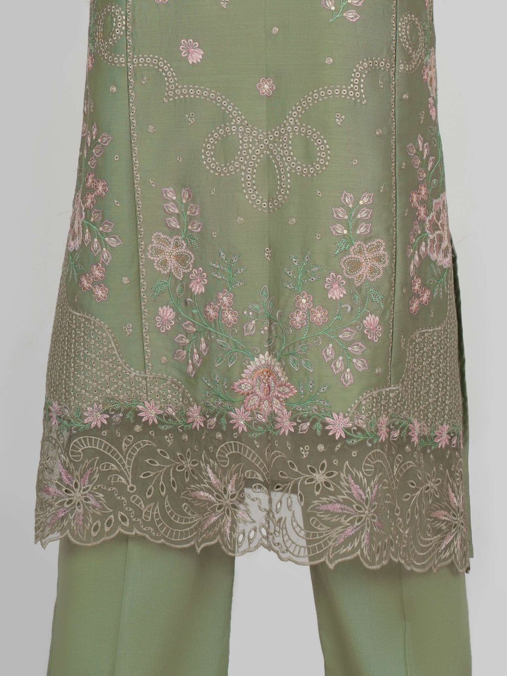 3 Piece Satin Suit- Embroidered (Unstitched)