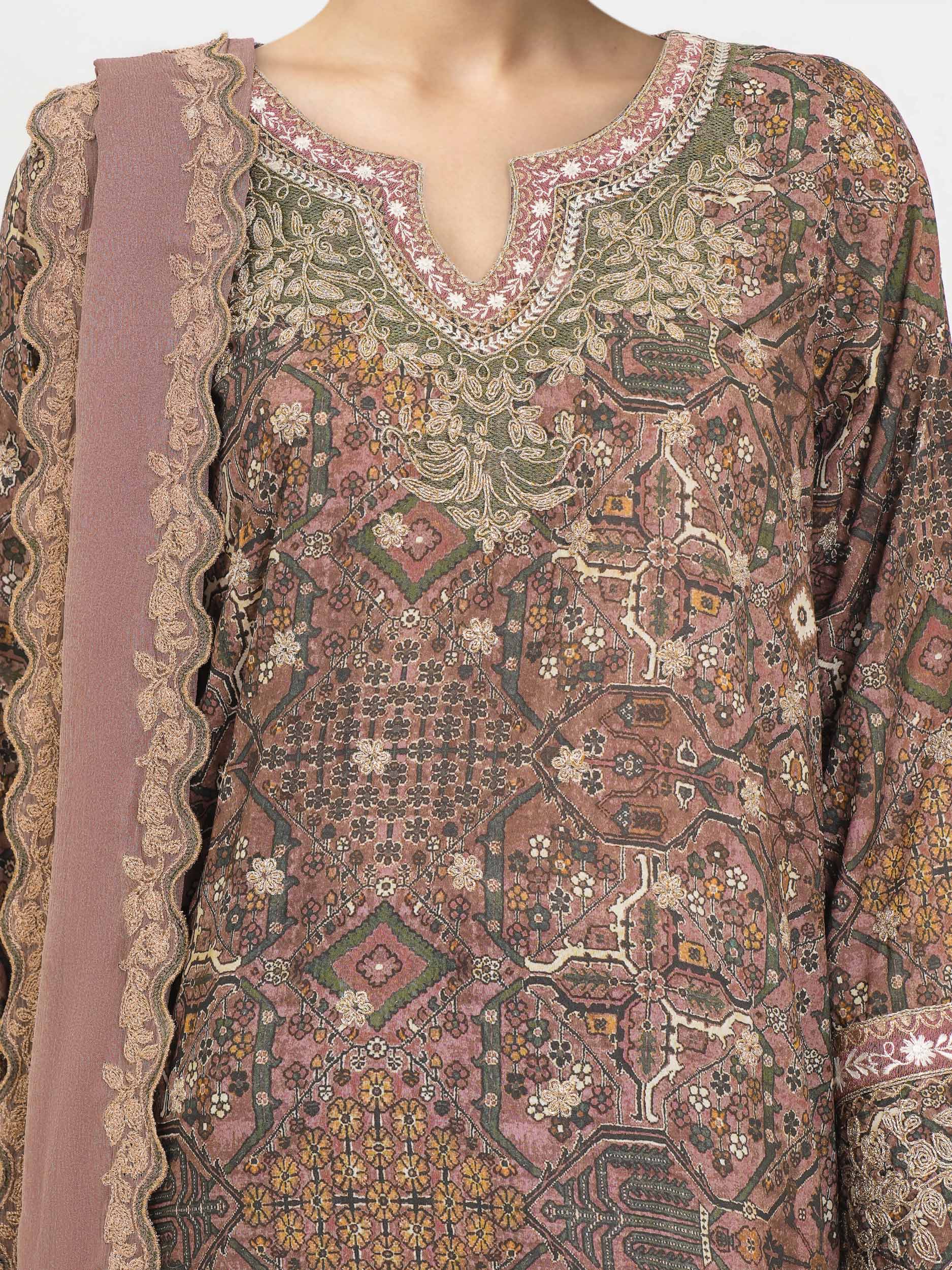 3 Piece Lawn Slub Suit-Embroidered (Unstitched)