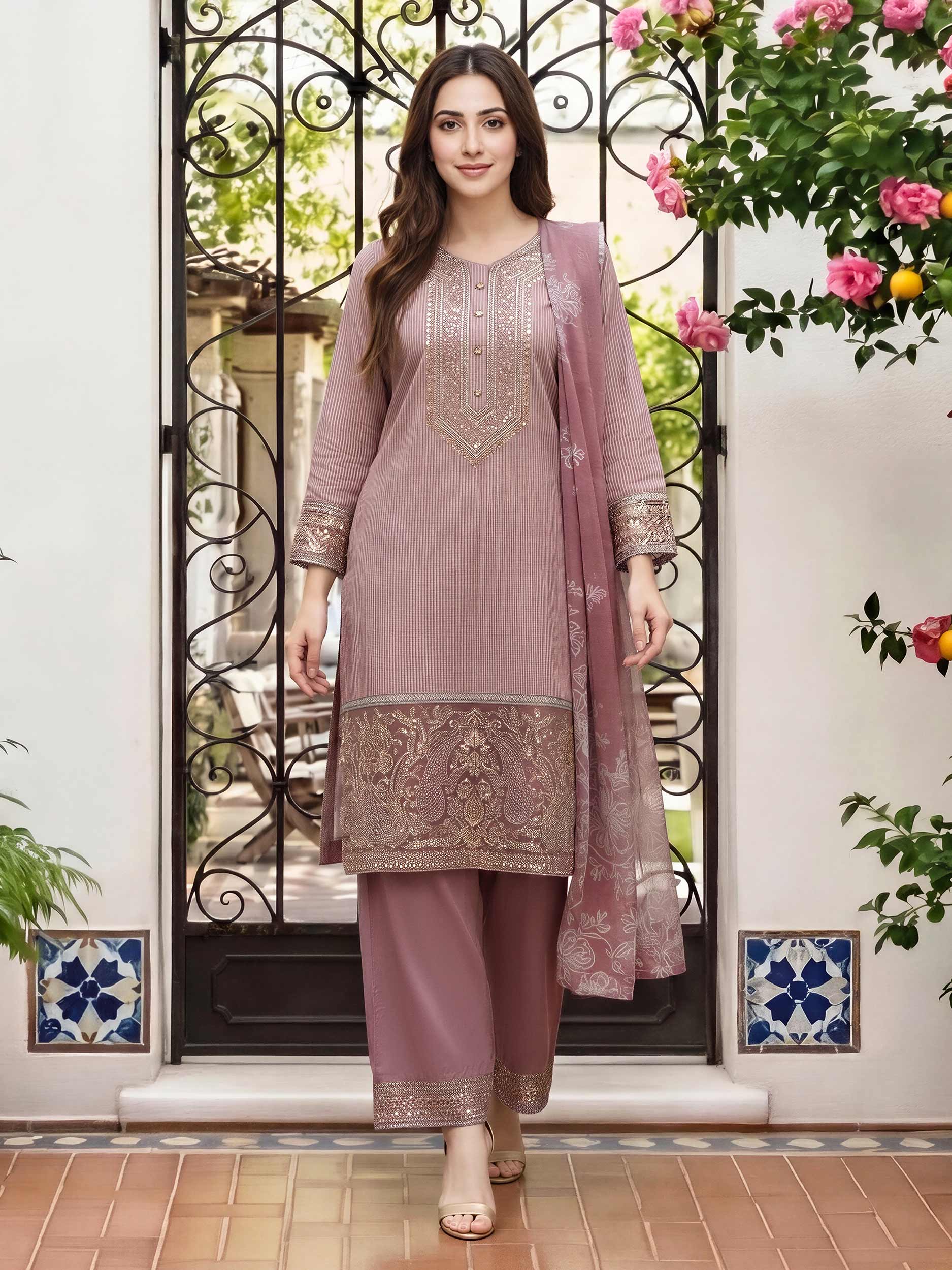 3 Piece Lawn Missouri Suit- Embroidered (Unstitched)