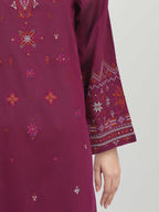 3 Piece Raw Silk Suit-Embroidered (Unstitched)