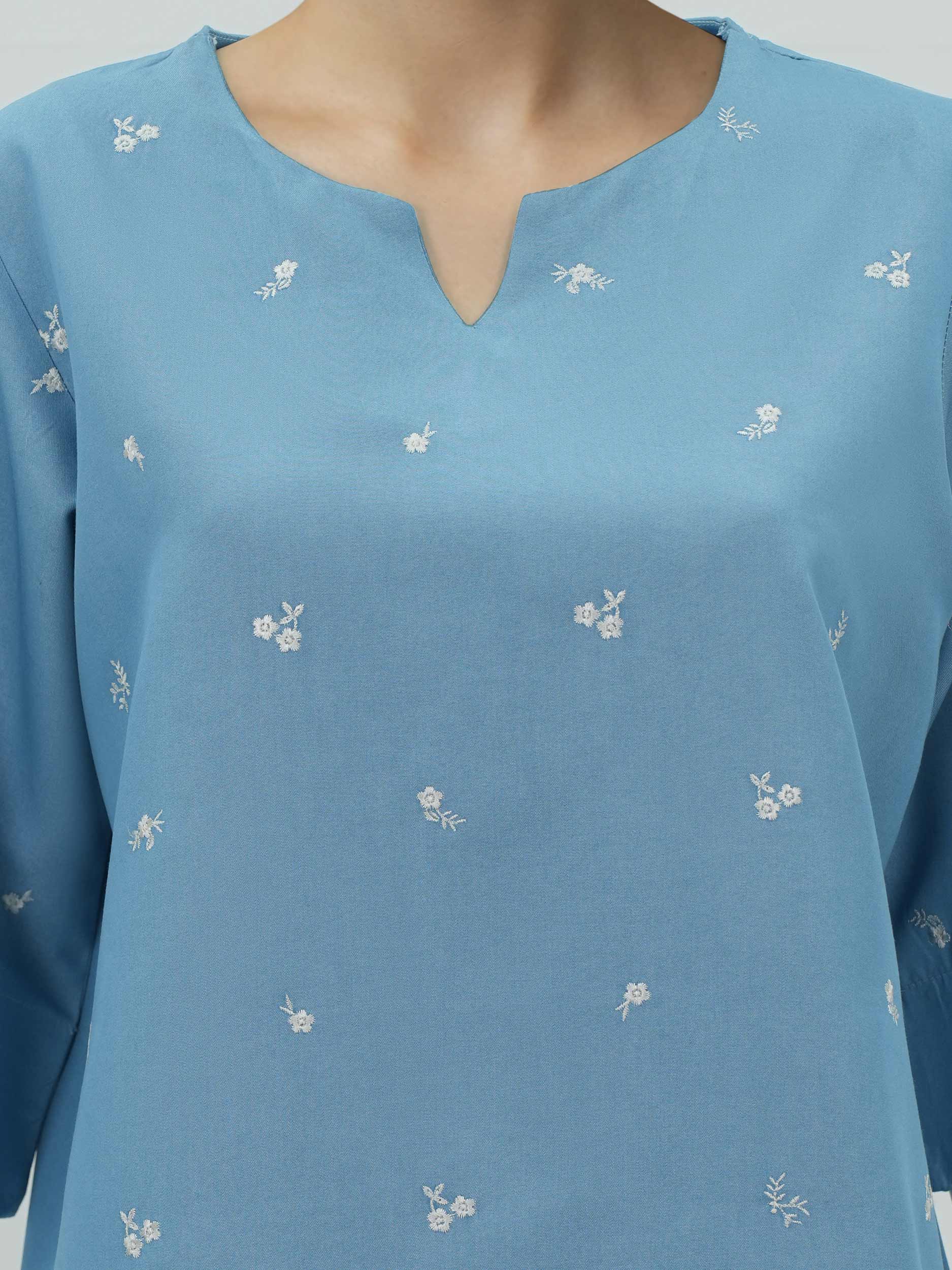 Denim Co-ord set- Embroidered