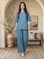 Denim Co-ord set- Embroidered