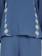 Textured Cotton Co-ord Set- Embroidered