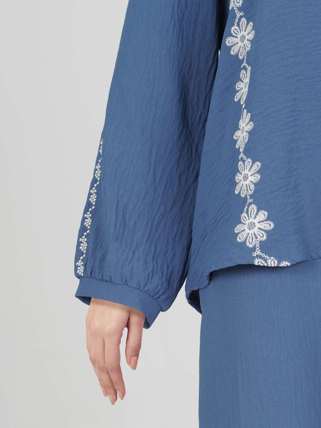 Textured Cotton Co-ord Set- Embroidered