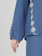 Textured Cotton Co-ord Set- Embroidered