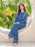 Textured Cotton Co-ord Set- Embroidered
