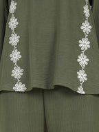 Textured Cotton Co-ord Set- Embroidered