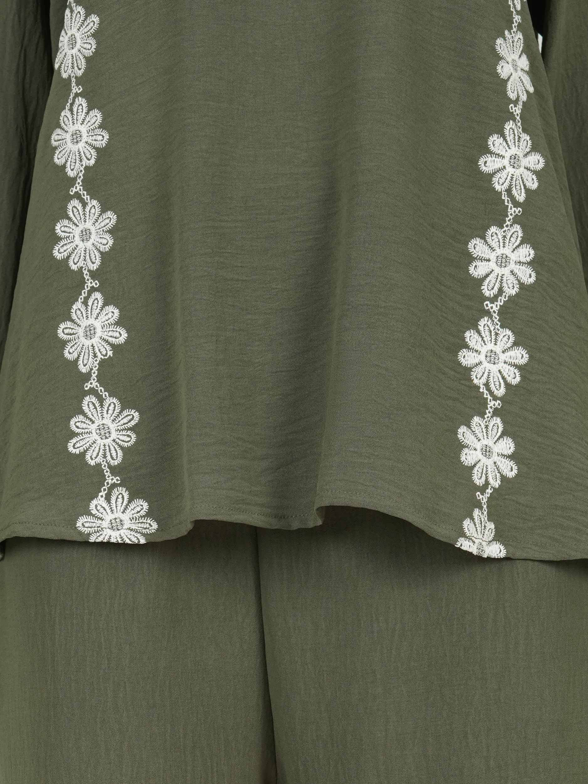 Textured Cotton Co-ord Set- Embroidered