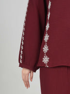 Textured Cotton Co-ord Set- Embroidered