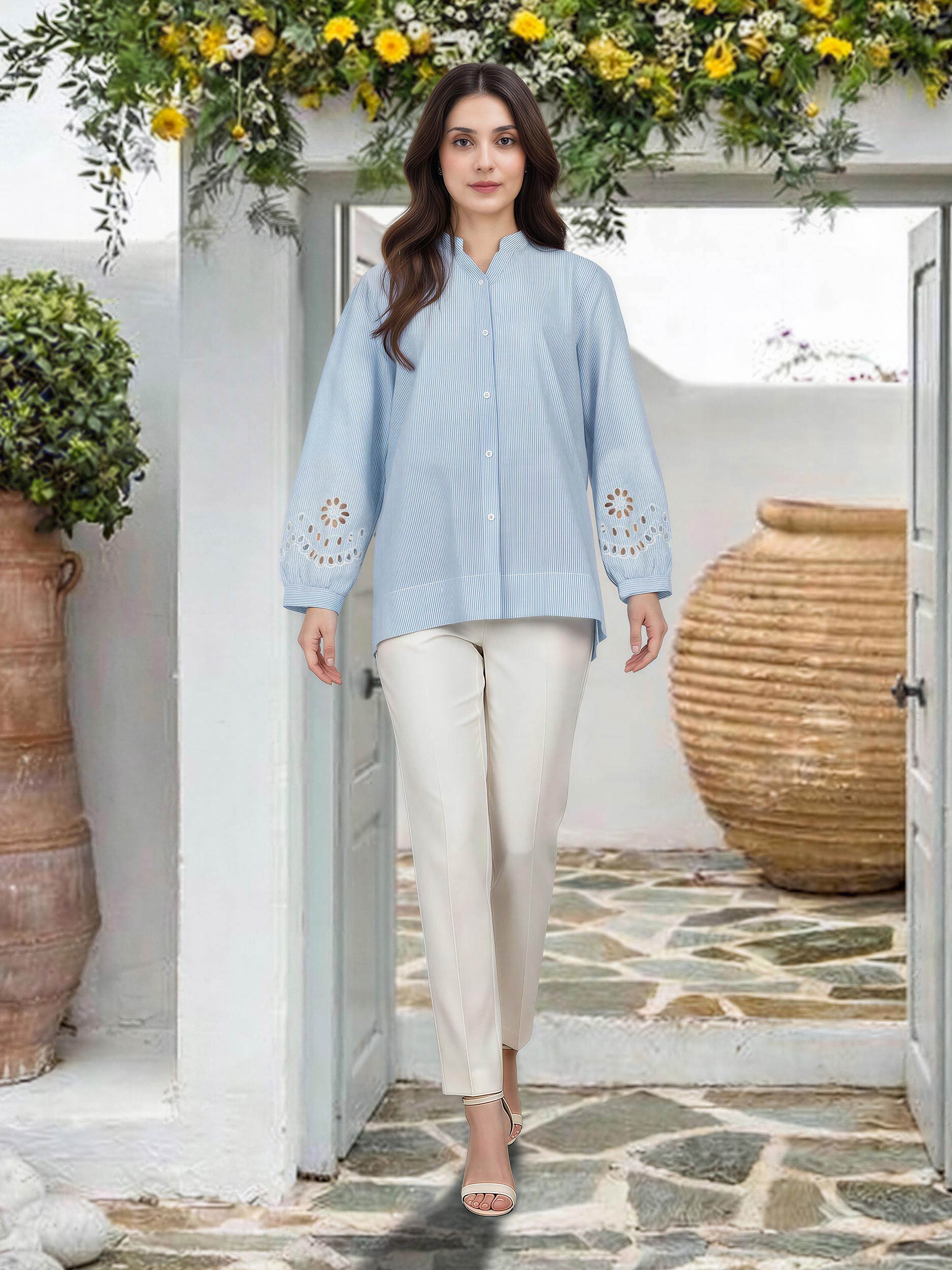 Yarn Dyed Top- Embroidered