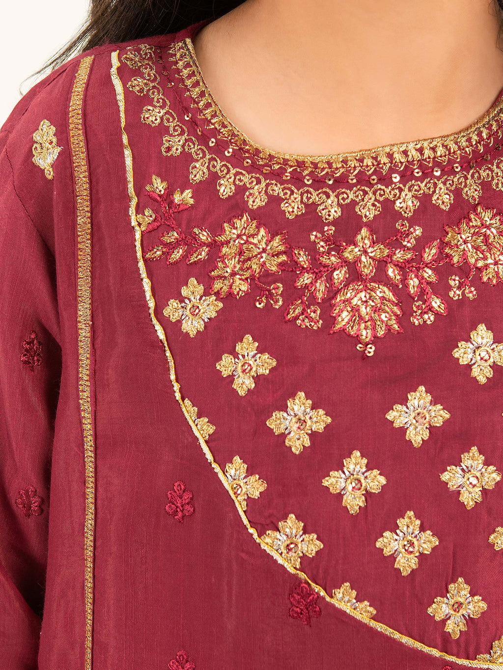2 Piece Silk Suit-Embroidered (Pret)